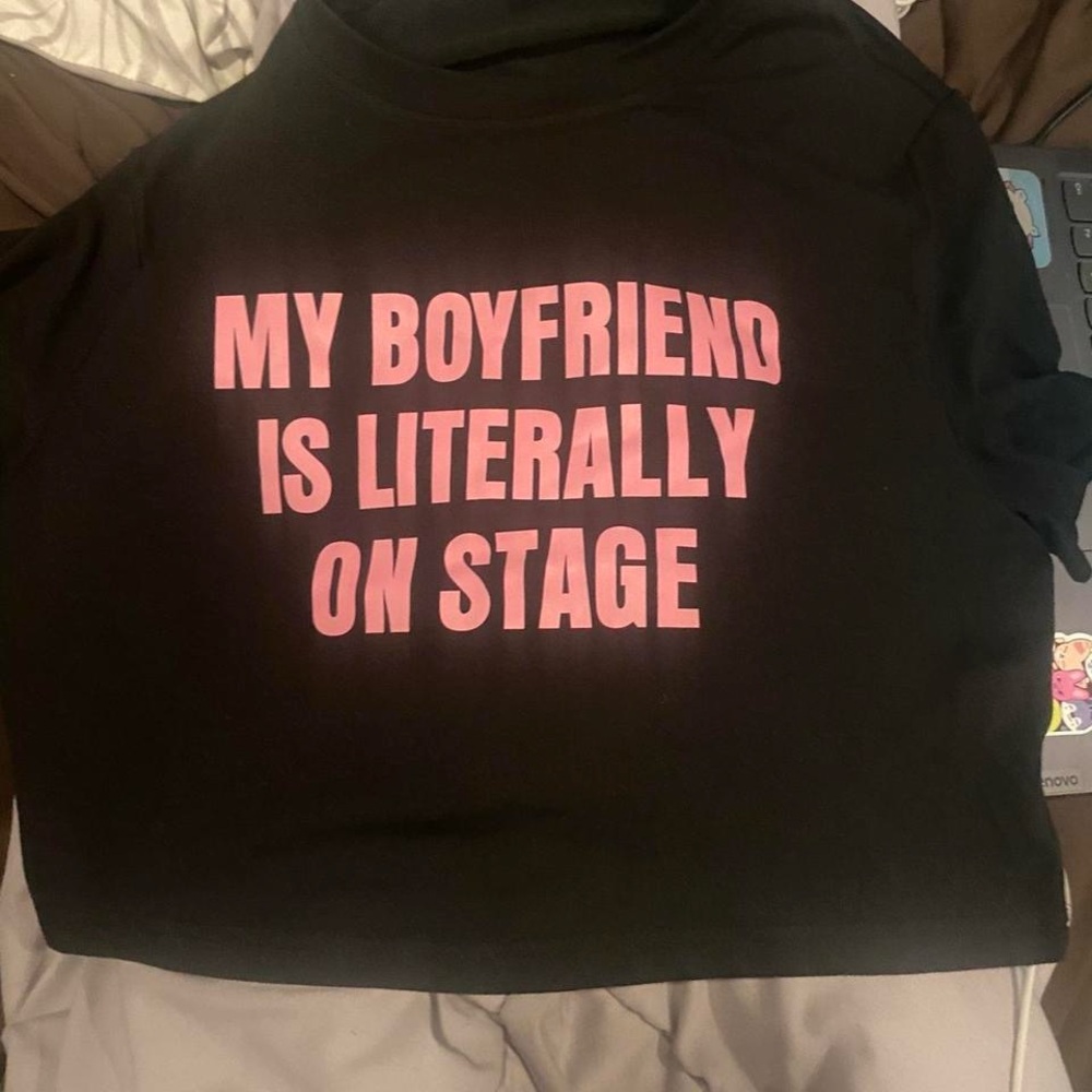 SHEIN Black Tee with Pink Text